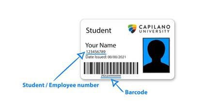 Location of barcode and student/employee number on CapCard