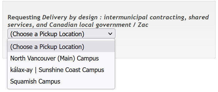 Screenshot showing the campus selection dropdown